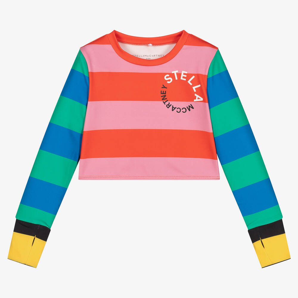 Stella McCartney Kids - Haut de sport rayé rose et rouge | Childrensalon