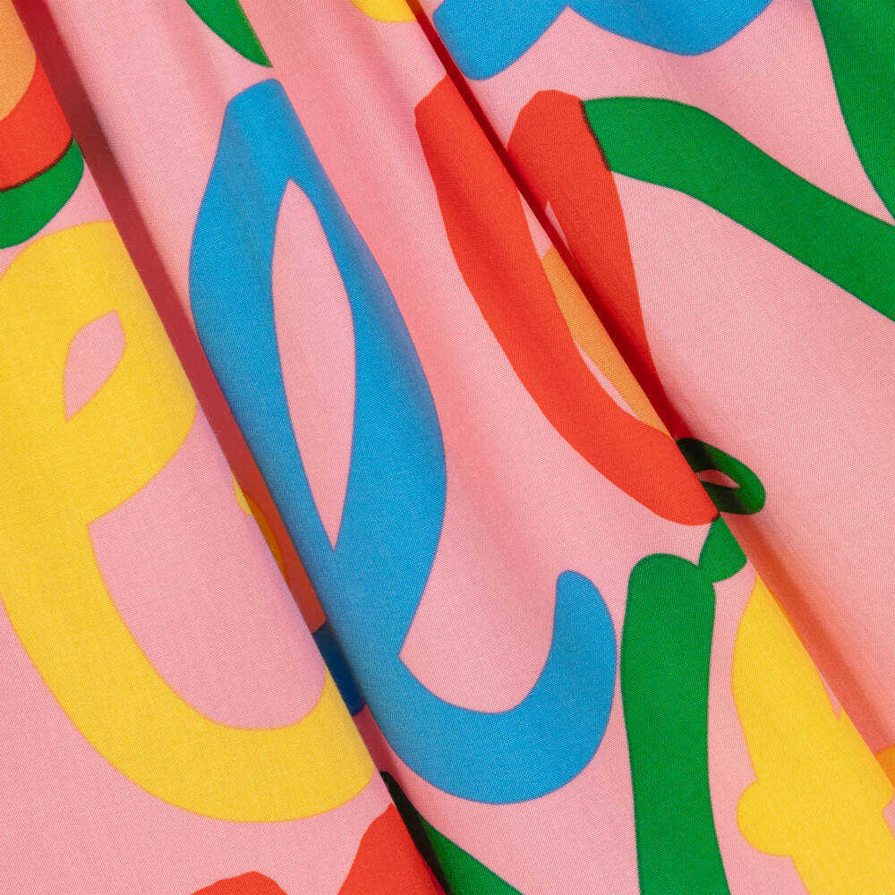 Stella McCartney Kids-Girls Pink Ruffle Dress with Tulip Love Print | Childrensalon Outlet