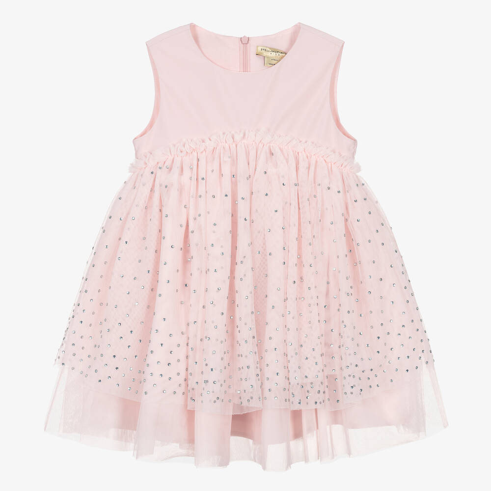 Stella McCartney Kids - Розовое платье из атласа и тюля | Childrensalon