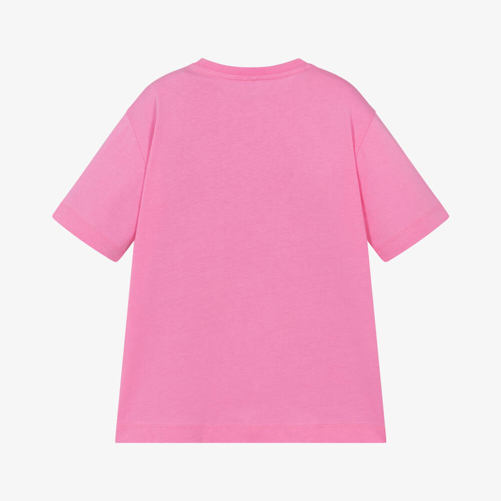 Stella McCartney Kids-Розовая хлопковая футболка для девочек в стиле скейтер | Childrensalon Outlet