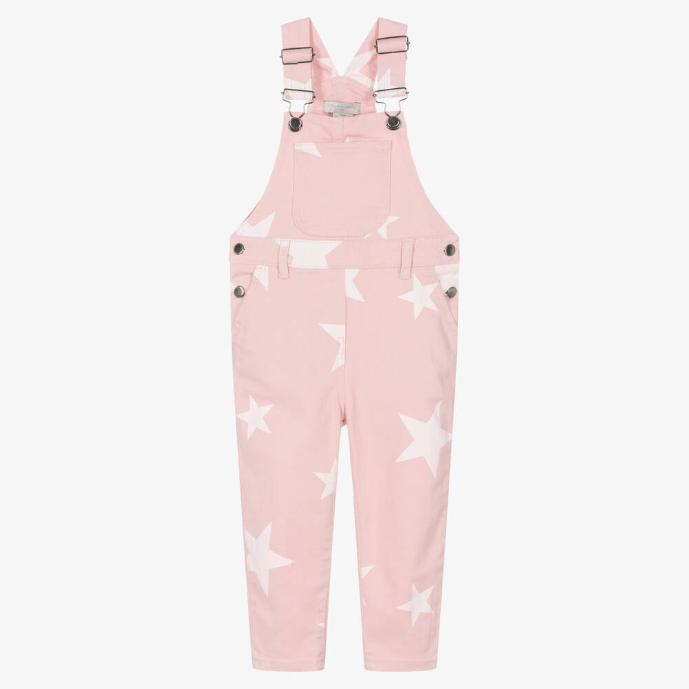 Stella McCartney Kids - Girls Pink Star Cotton Dungarees | Childrensalon