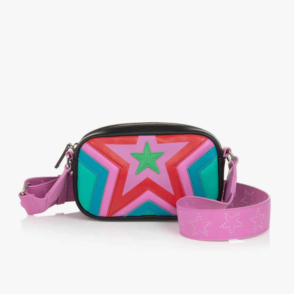 Stella McCartney Kids-حقيبة ماسنجر بنقشة نجوم لون زهري للبنات (18 سم) | Childrensalon Outlet