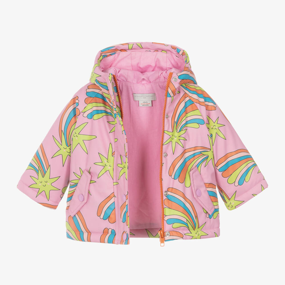 Stella McCartney Kids-Girls Pink Starry Hooded Jacket | Childrensalon Outlet