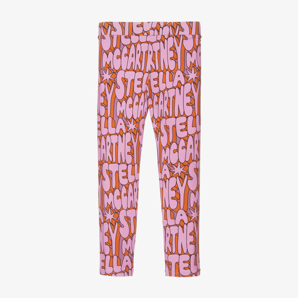 Stella McCartney Kids-Girls Pink Starry Logo Leggings | Childrensalon Outlet