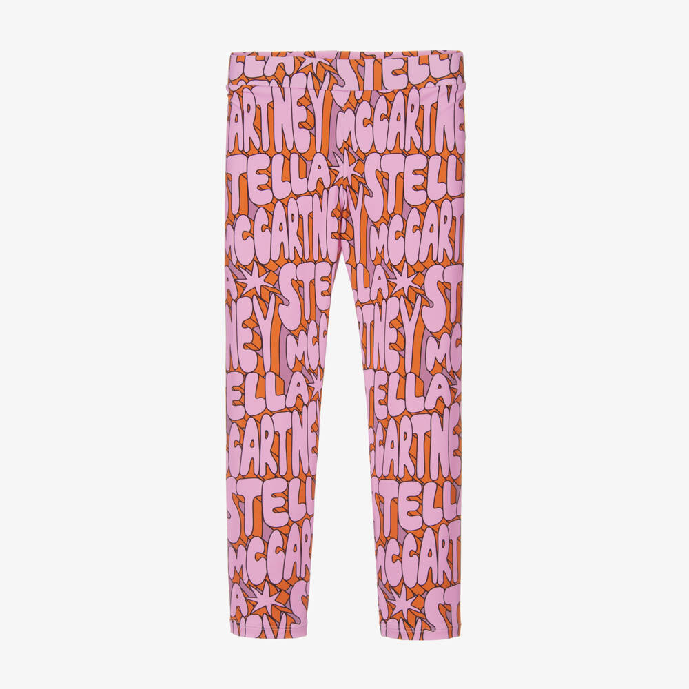 Stella McCartney Kids-Girls Pink Starry Logo Leggings | Childrensalon Outlet