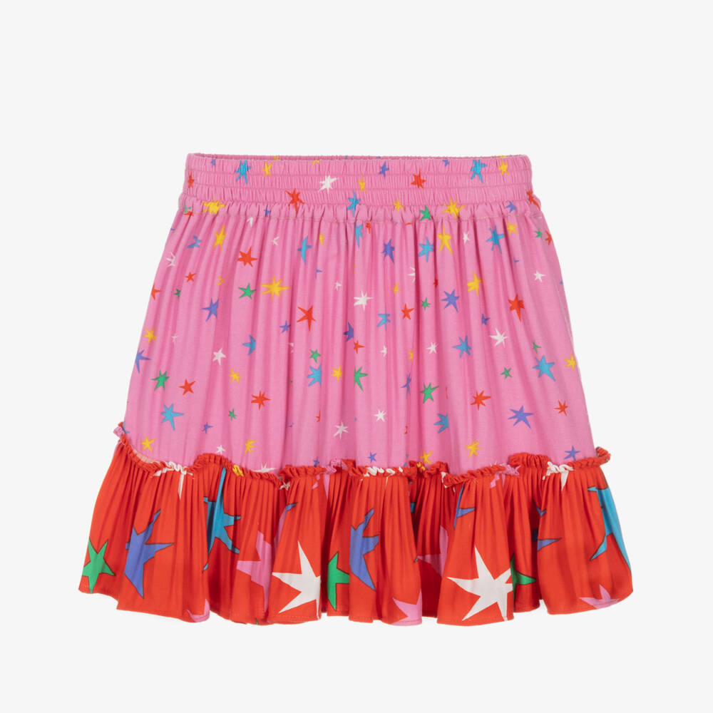 Stella McCartney Kids-Girls Pink Starry Viscose Skirt | Childrensalon Outlet