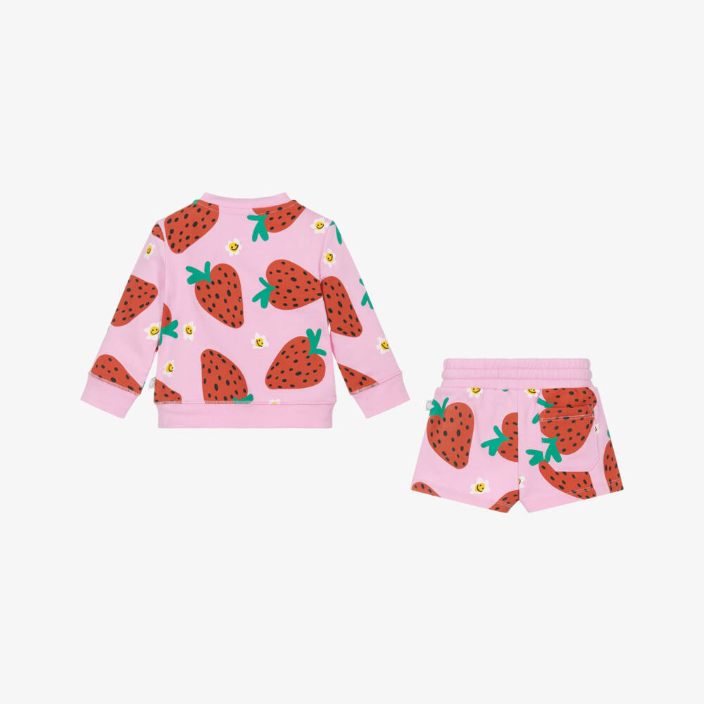 Stella McCartney Kids-Girls Pink Strawberry Cotton Ensemble | Childrensalon Outlet
