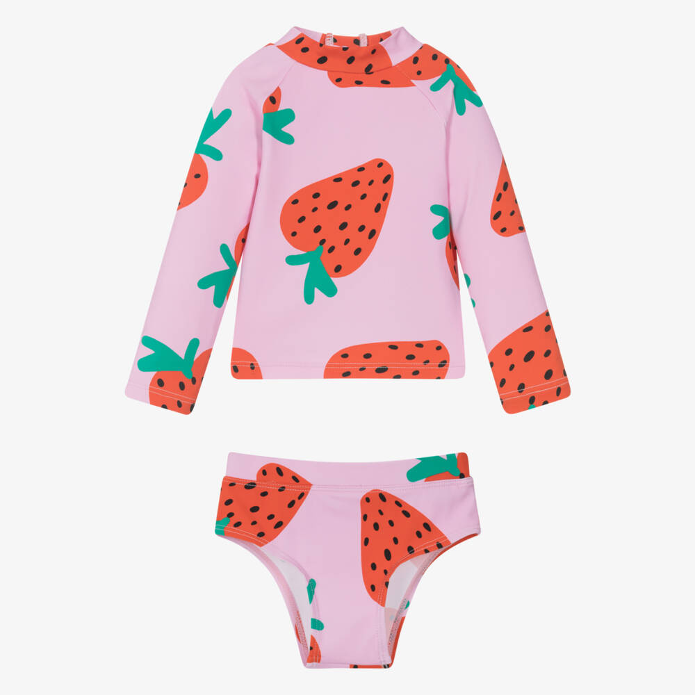 Stella McCartney Kids-Girls Pink Strawberry Print Tankini (UPF50+) | Childrensalon Outlet