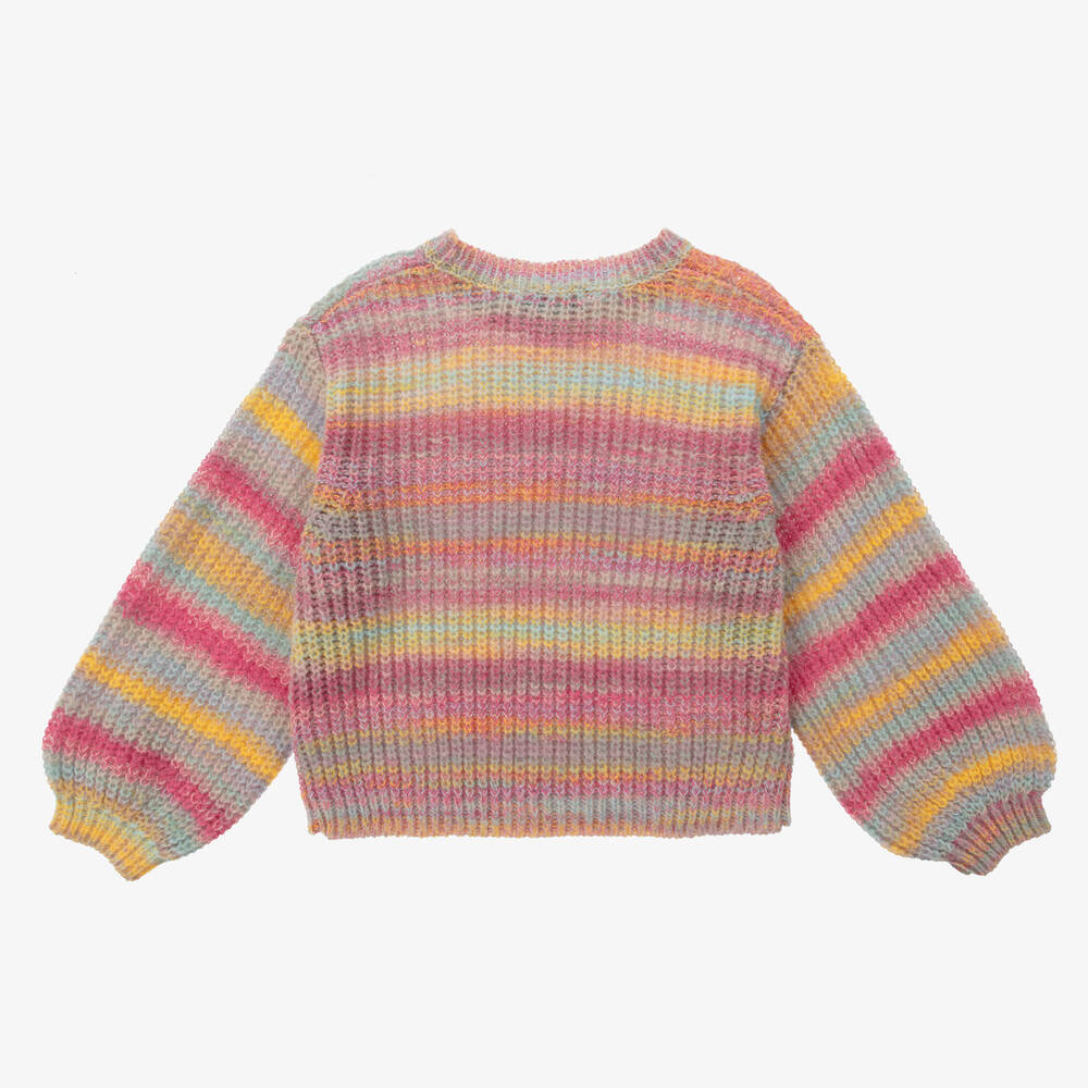Stella McCartney Kids-Girls Pink Striped Knitted Sweater | Childrensalon Outlet