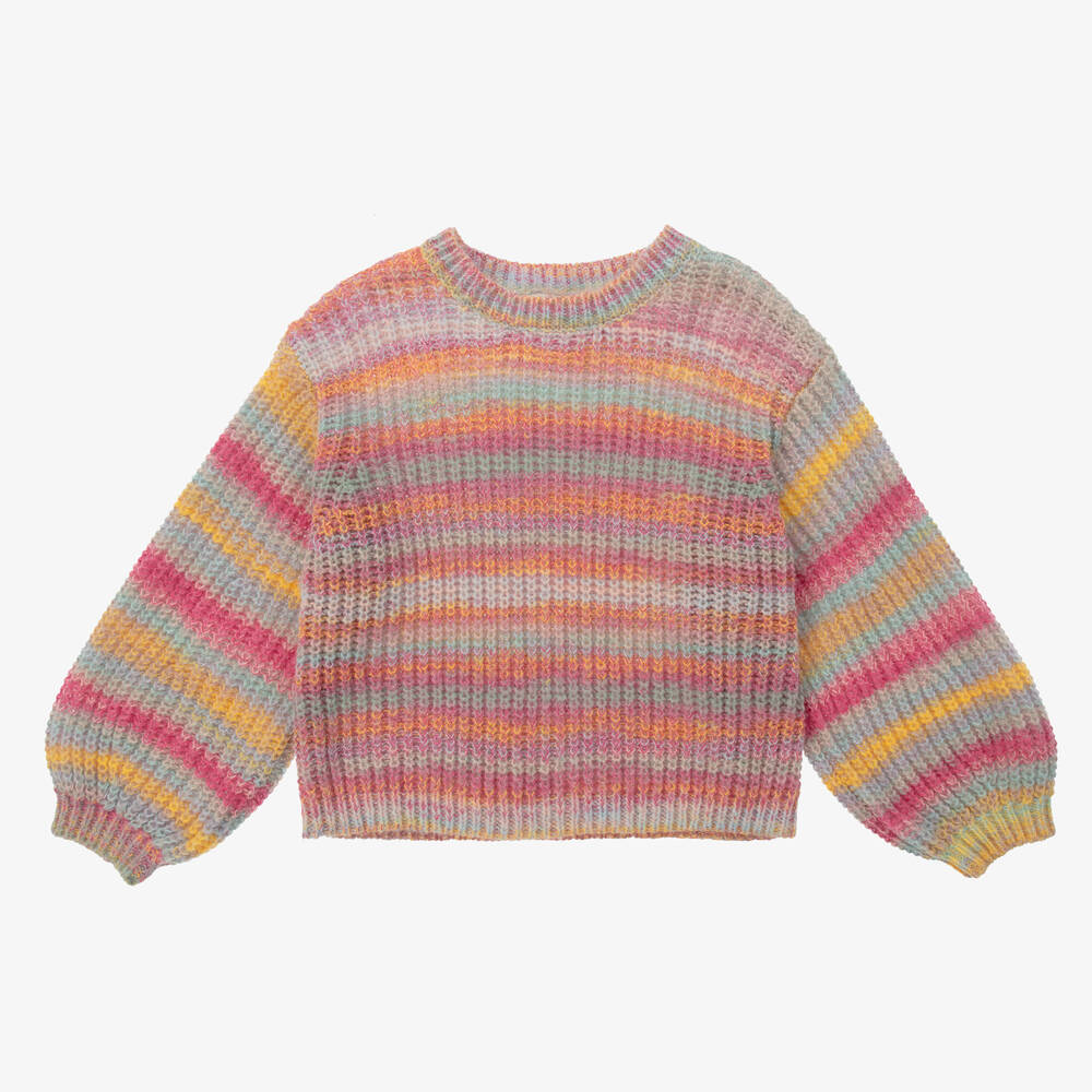 Stella McCartney Kids - Pull rose rayé en maille fille | Childrensalon