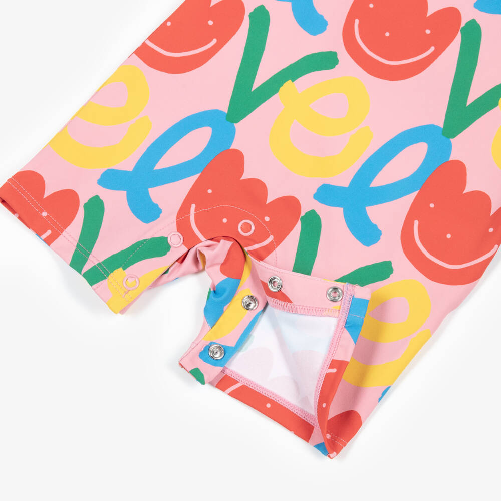Stella McCartney Kids-Girls Pink Sun Suit with Tulip Love Print (UPF50+) | Childrensalon Outlet