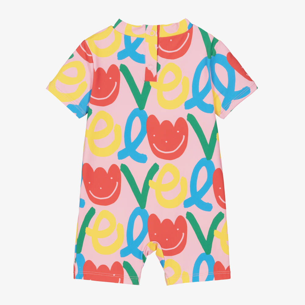 Stella McCartney Kids-Girls Pink Sun Suit with Tulip Love Print (UPF50+) | Childrensalon Outlet