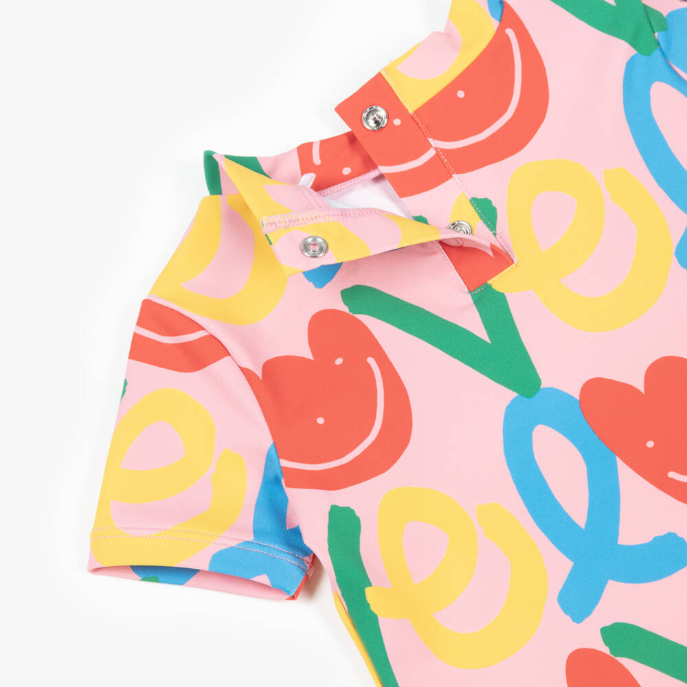 Stella McCartney Kids-Girls Pink Sun Suit with Tulip Love Print (UPF50+) | Childrensalon Outlet