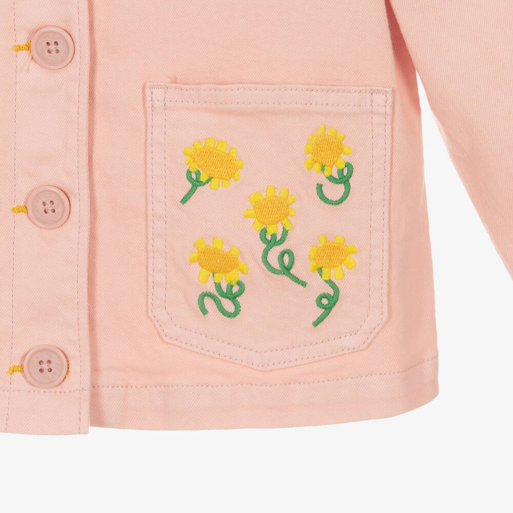 Stella McCartney Kids-Girls Pink Sunflower Cotton Jacket | Childrensalon Outlet