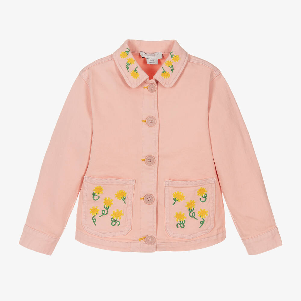 Stella McCartney Kids-Girls Pink Sunflower Cotton Jacket | Childrensalon Outlet