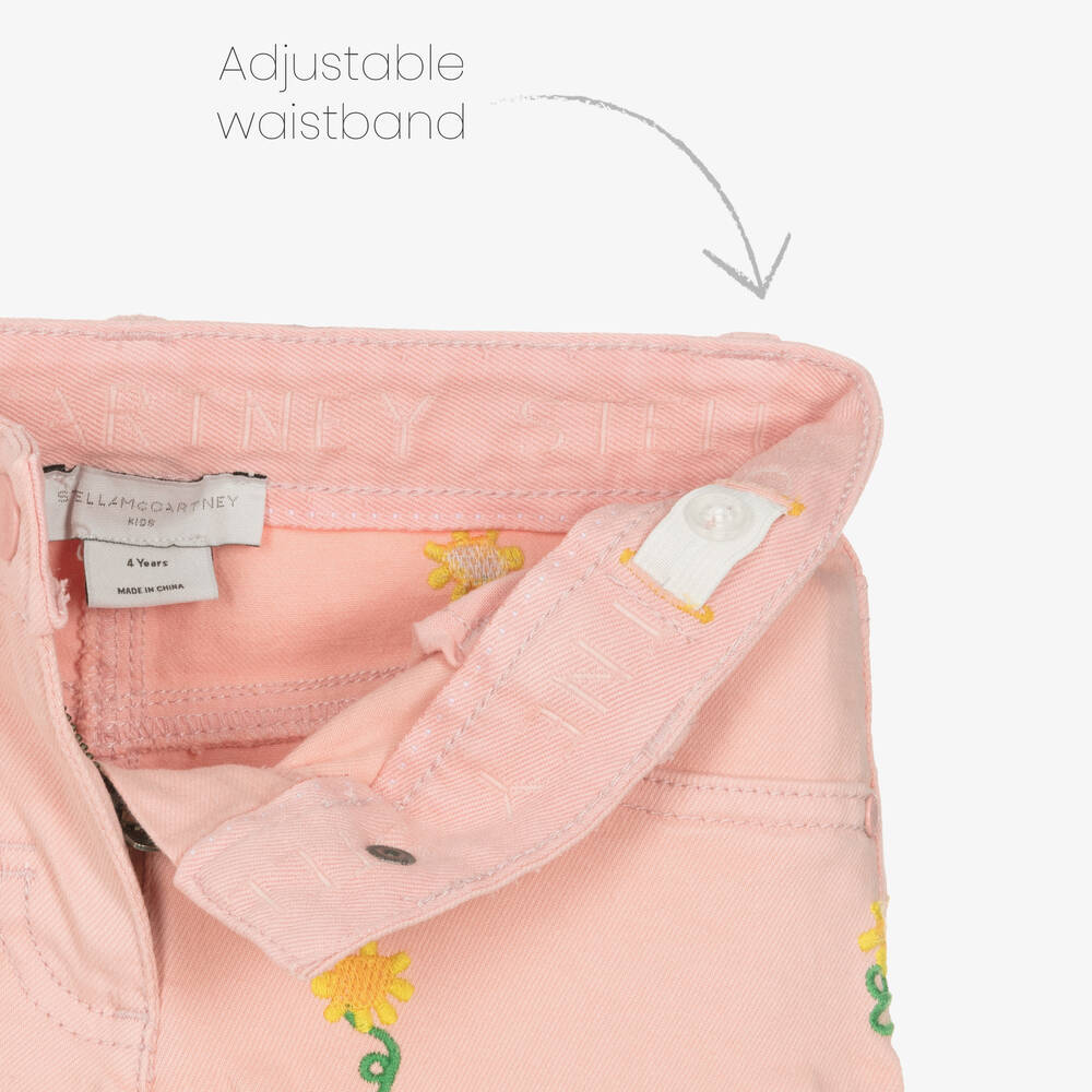 Stella McCartney Kids-Girls Pink Sunflowers Wide Leg Jeans | Childrensalon Outlet
