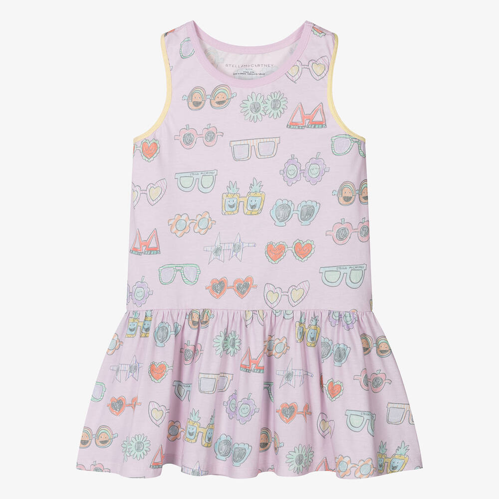 Stella McCartney Kids-Girls Pink Sunglasses Cotton Jersey Dress | Childrensalon Outlet