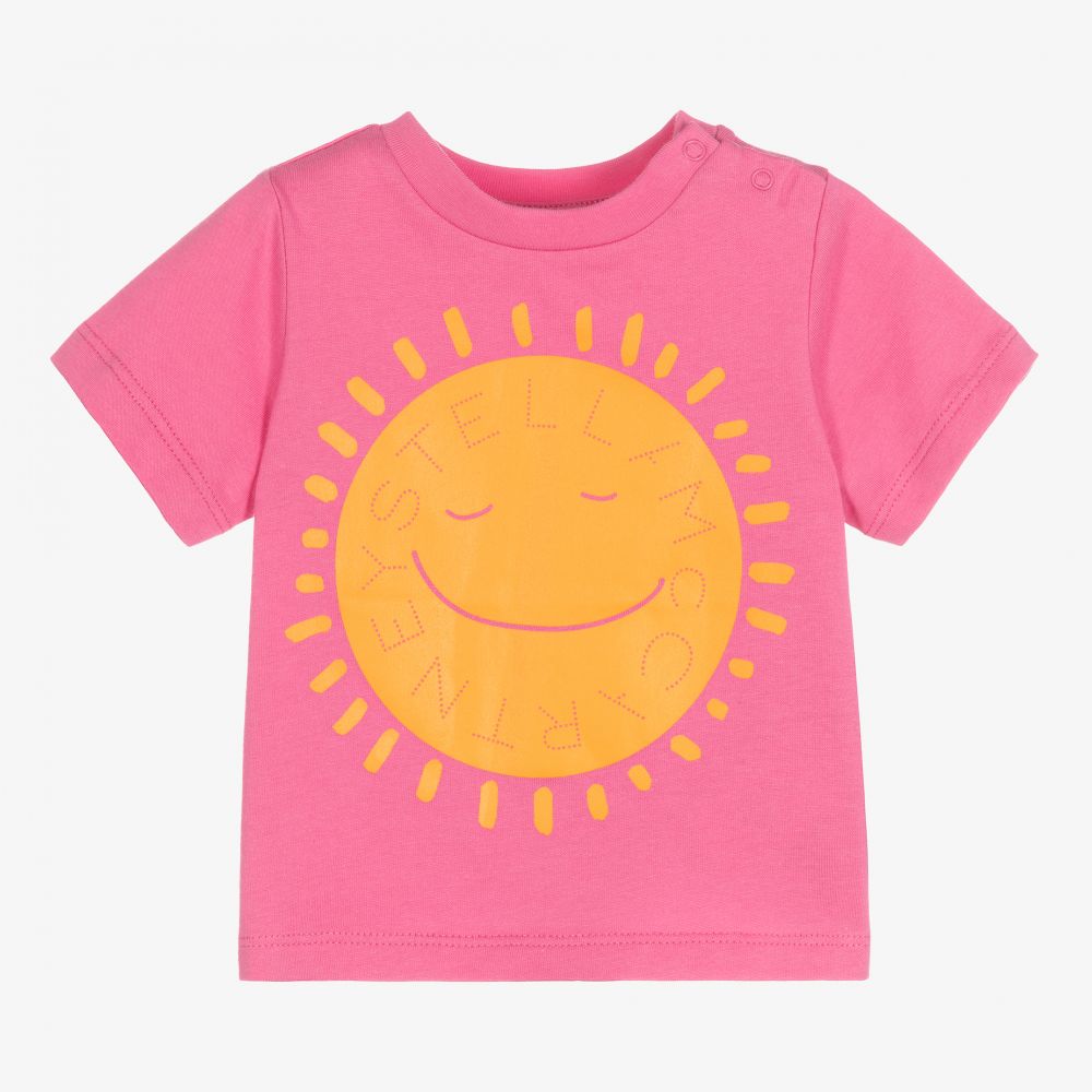 Stella McCartney Kids - Розовая футболка с солнцем для девочек  | Childrensalon