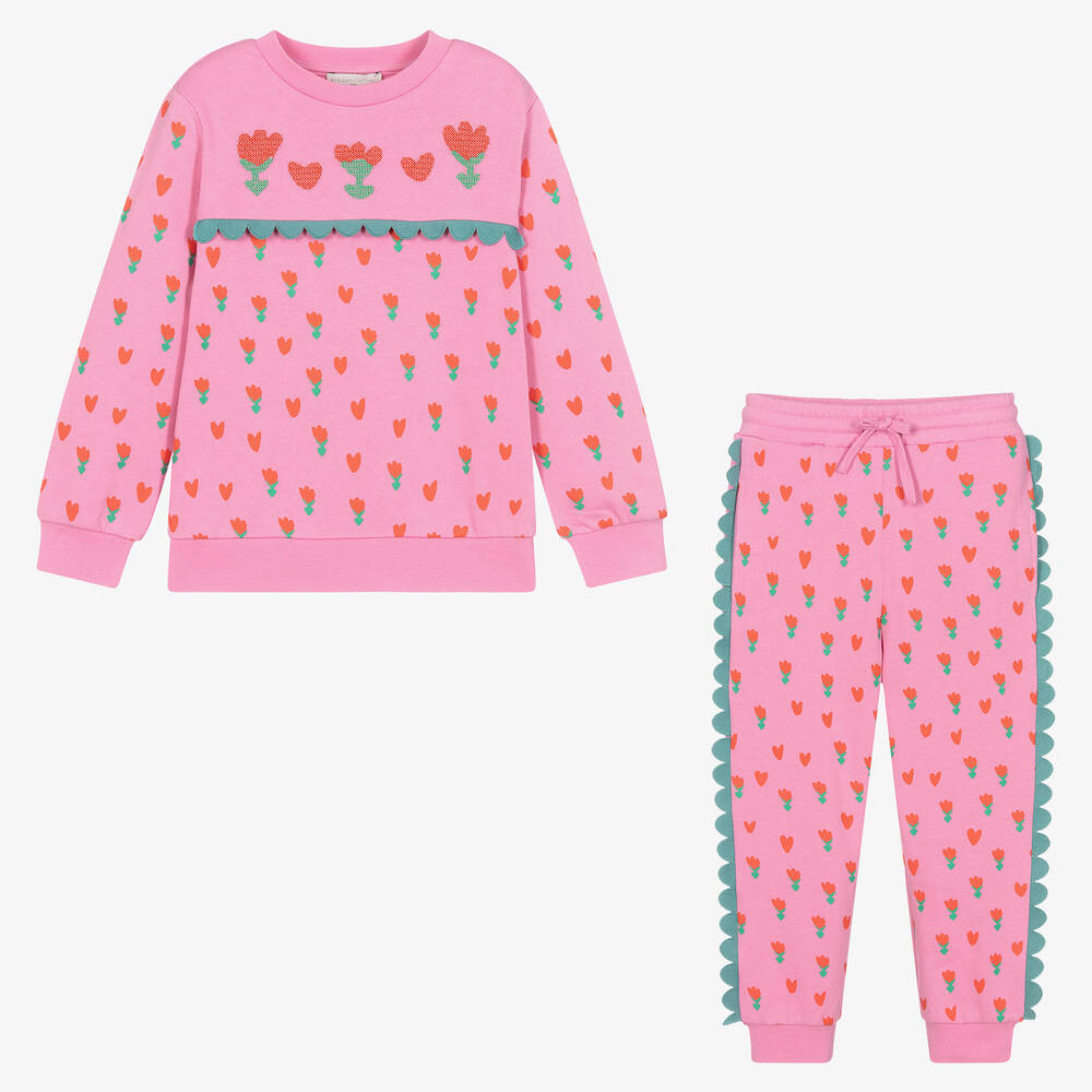 キッズ用トップス Stella McCartney SET FLEECE FRAGOLA (TW3A20Z2578 552MC) Stella McCartney Kids Girls Linen Strawberry Top in Ivory