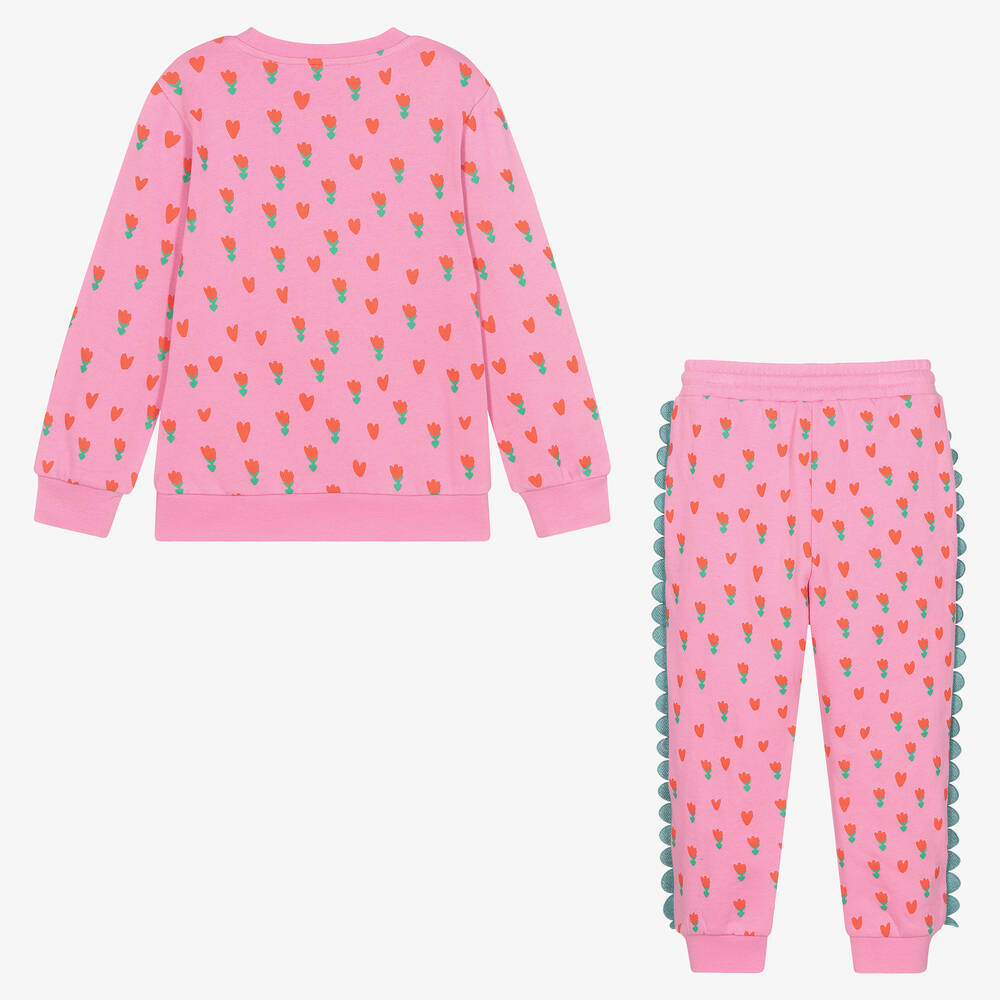 Stella McCartney Kids - Girls Pink Tulips Cotton Tracksuit
