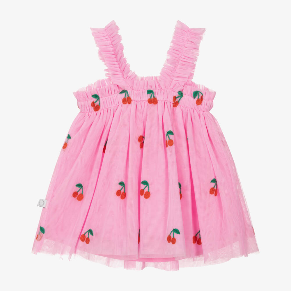 Stella McCartney Kids-Girls Pink Tulle Cherry Delight Dress | Childrensalon Outlet