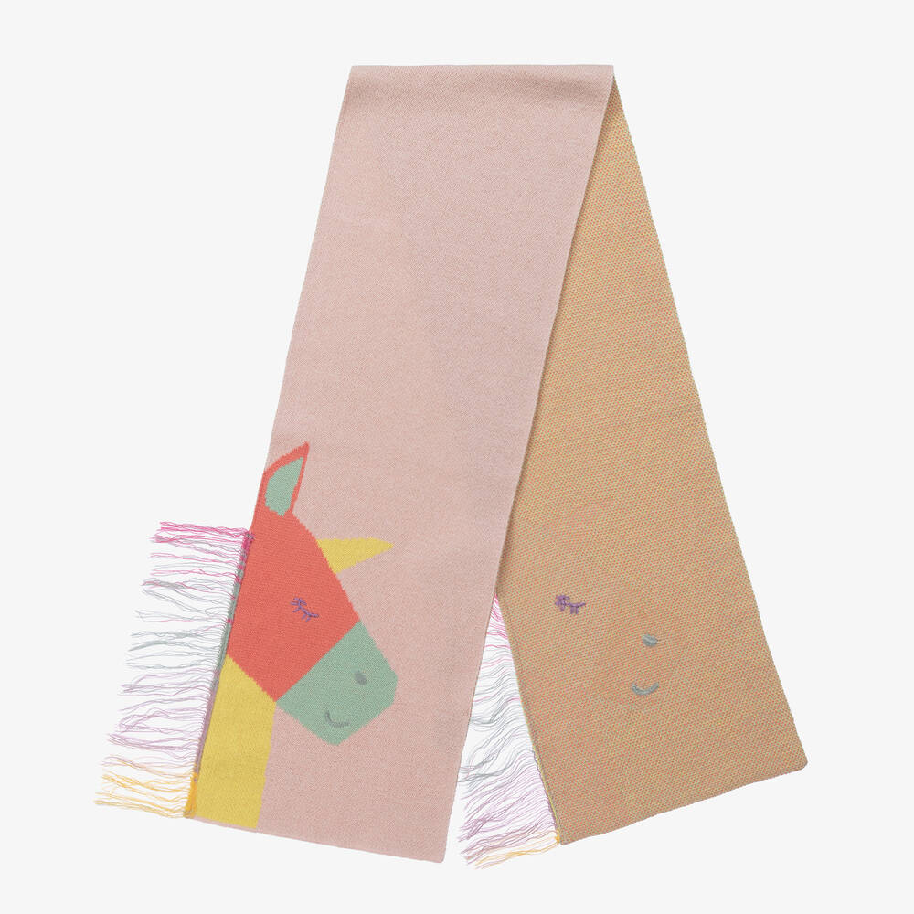 Stella McCartney Kids-Girls Pink Unicorn Knitted Scarf | Childrensalon Outlet