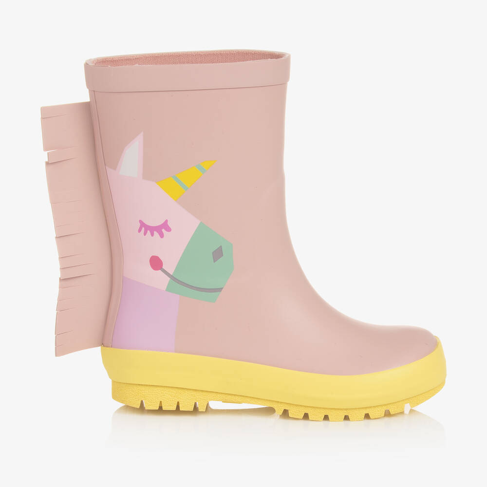 Stella McCartney Kids - Girls Pink Unicorn Rain Boots | Childrensalon