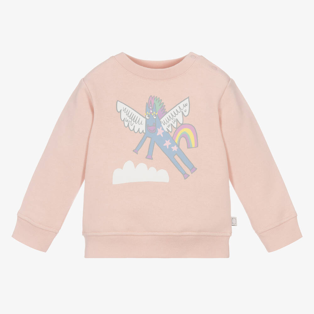 Stella McCartney Kids - Girls Pink Unicorn Sweatshirt | Childrensalon
