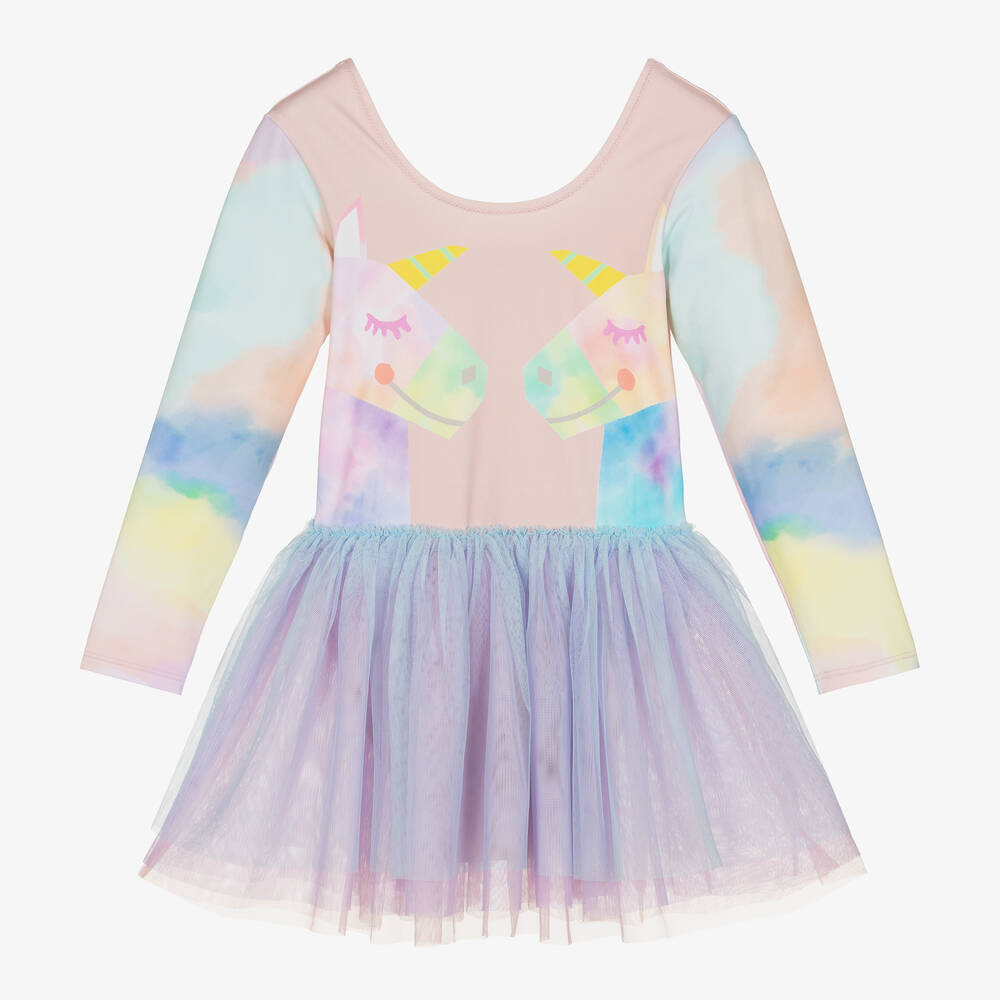 Stella McCartney Kids - Girls Pink Unicorn Tulle Dress | Childrensalon