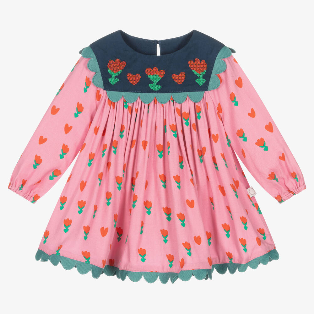 Stella McCartney Kids - Розовое платье из вискозы с тюльпанами | Childrensalon