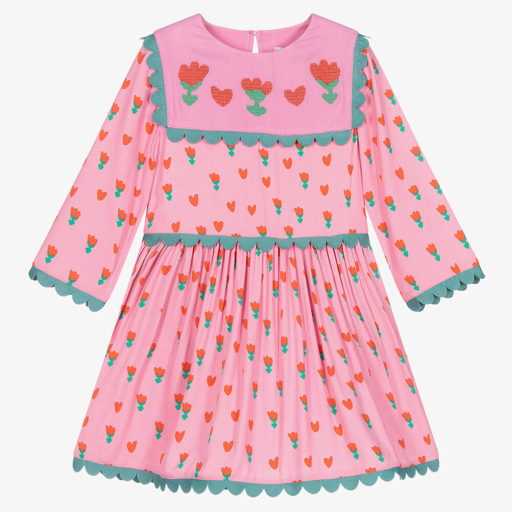 Stella McCartney Kids - Robe rose en viscose à tulipes | Childrensalon