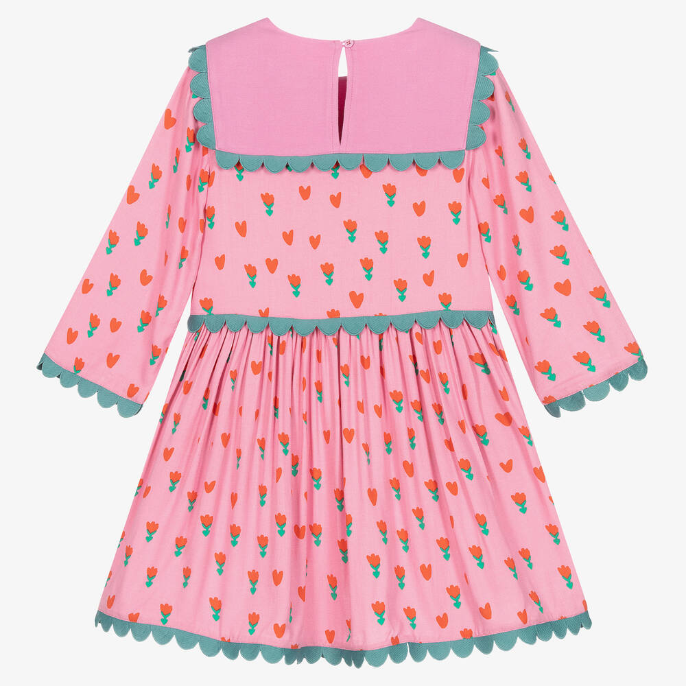 Stella McCartney Kids-Girls Pink Viscose Tulips Dress | Childrensalon Outlet