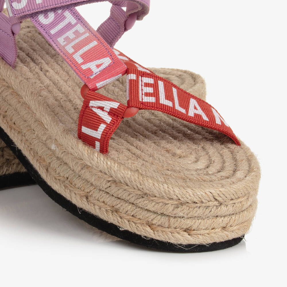Stella McCartney Kids Girls Pink Woven Flatform Sandals Childrensalon Outlet