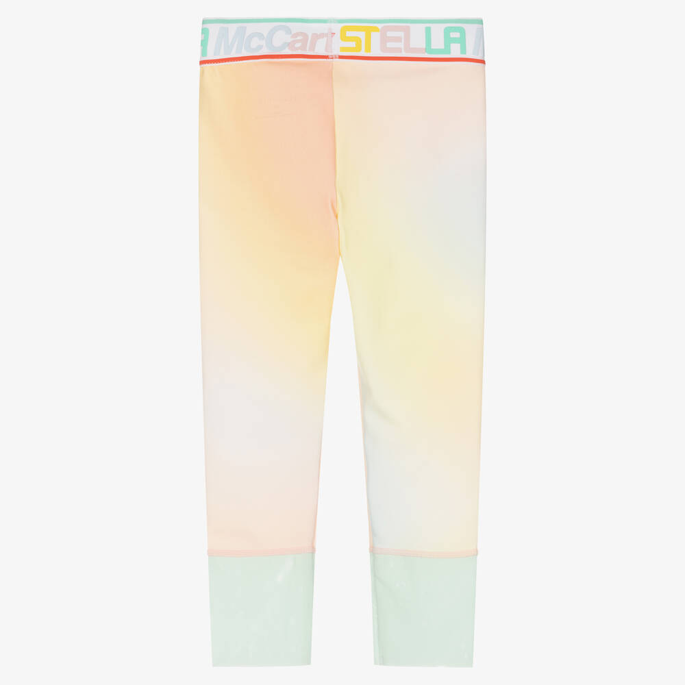 Stella McCartney Kids-Girls Pink & Yellow Logo Leggings | Childrensalon Outlet