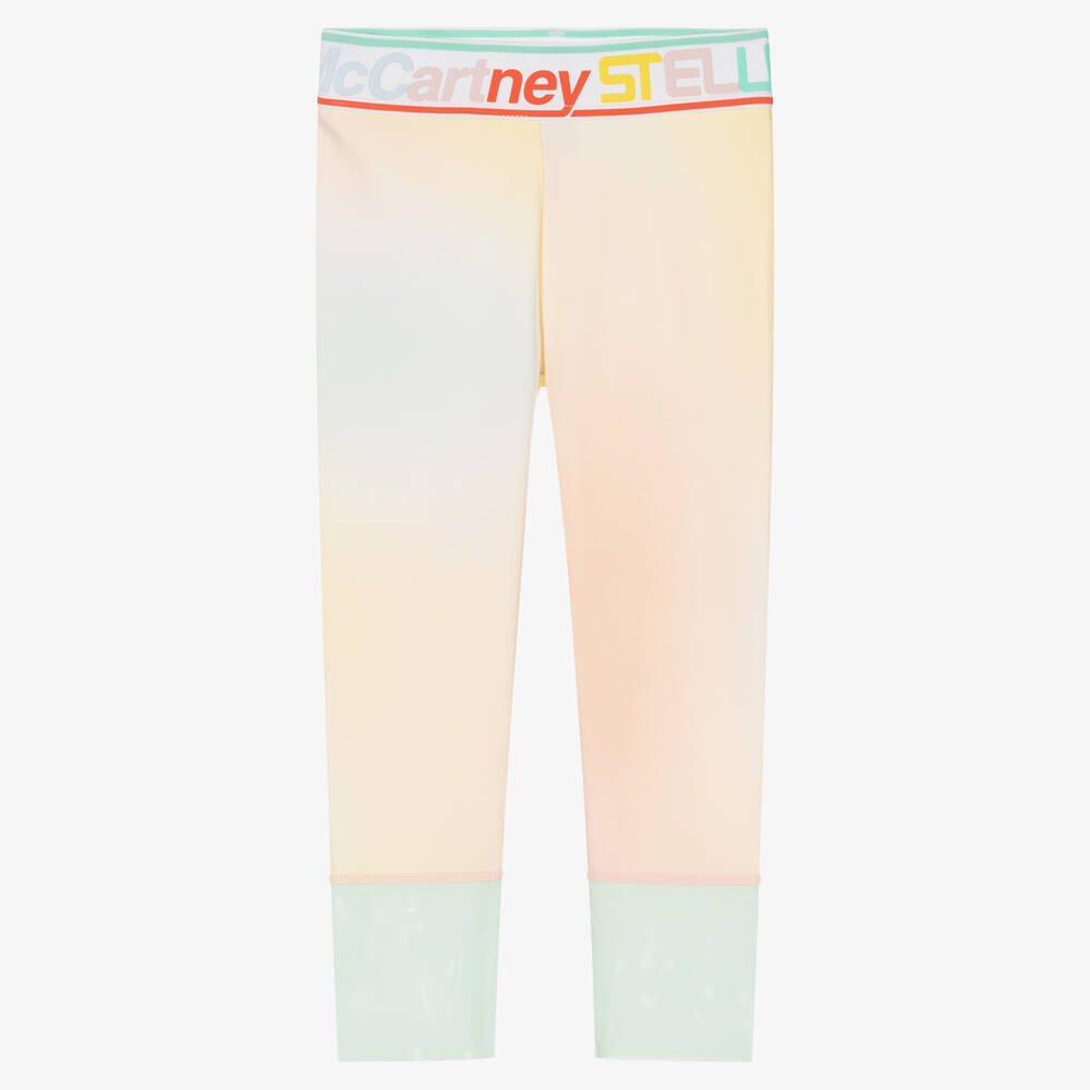 Stella McCartney Kids - Girls Pink & Yellow Logo Leggings | Childrensalon