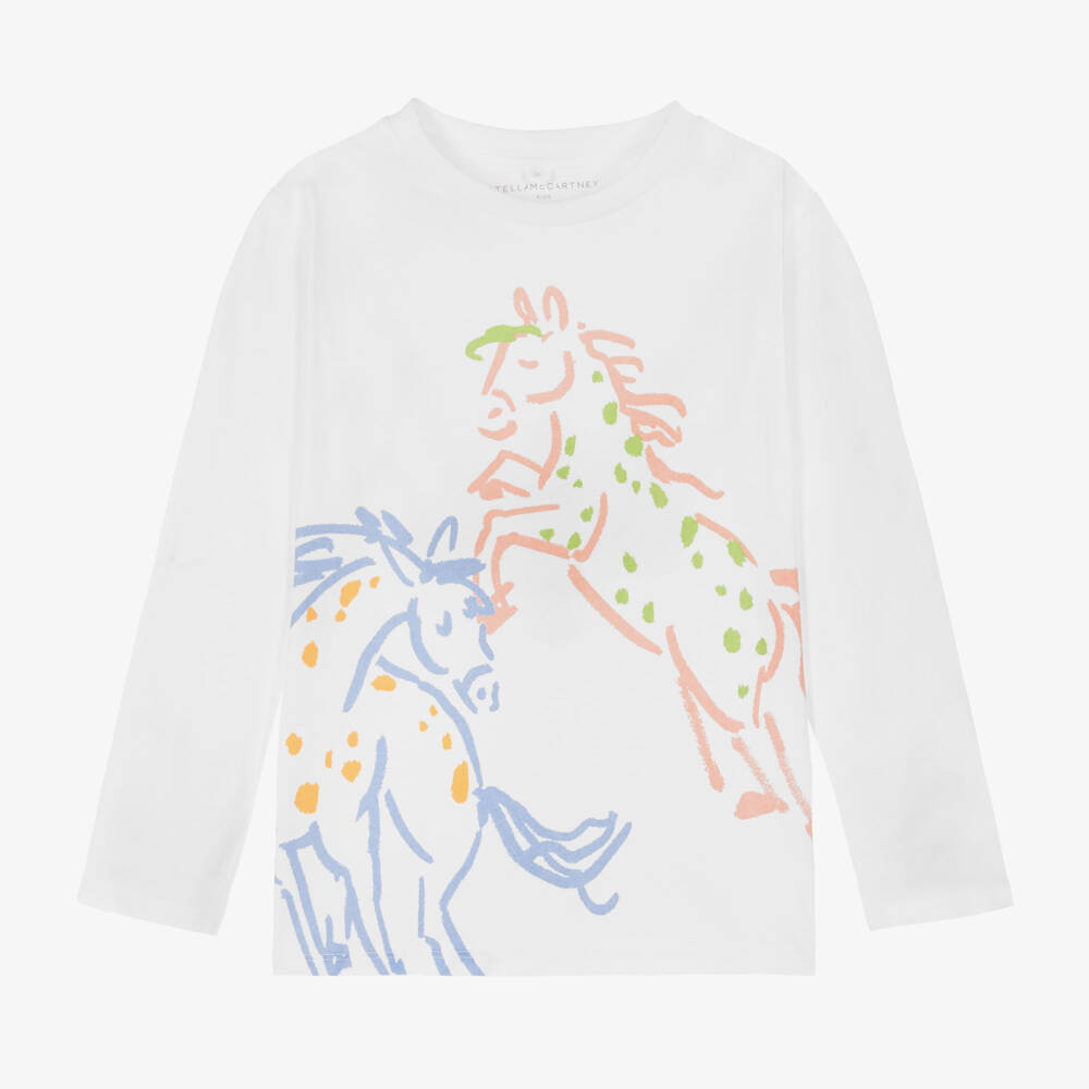 Stella McCartney Kids-Girls Pure Cotton Horse Tee | Childrensalon Outlet