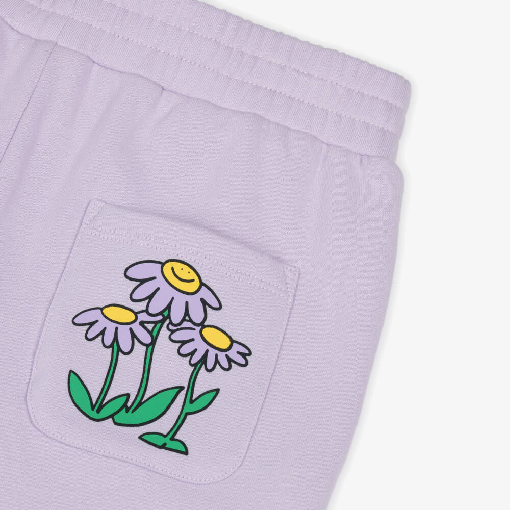 Stella McCartney Kids-Girls Purple Cotton Flower Pocket Joggers | Childrensalon Outlet