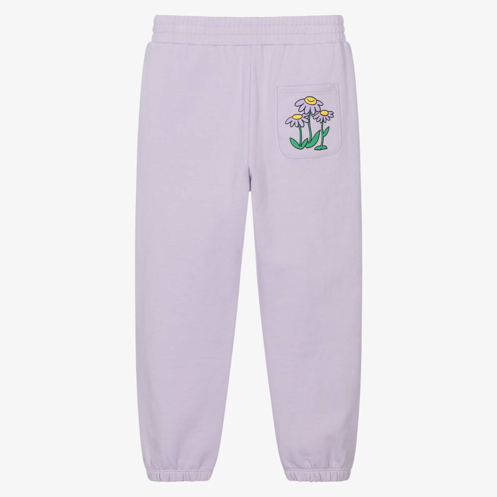 Stella McCartney Kids-Girls Purple Cotton Flower Pocket Joggers | Childrensalon Outlet