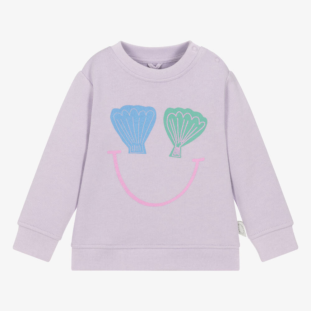 Stella McCartney Kids-Фиолетовый хлопковый свитшот с ракушками для девочек | Childrensalon Outlet