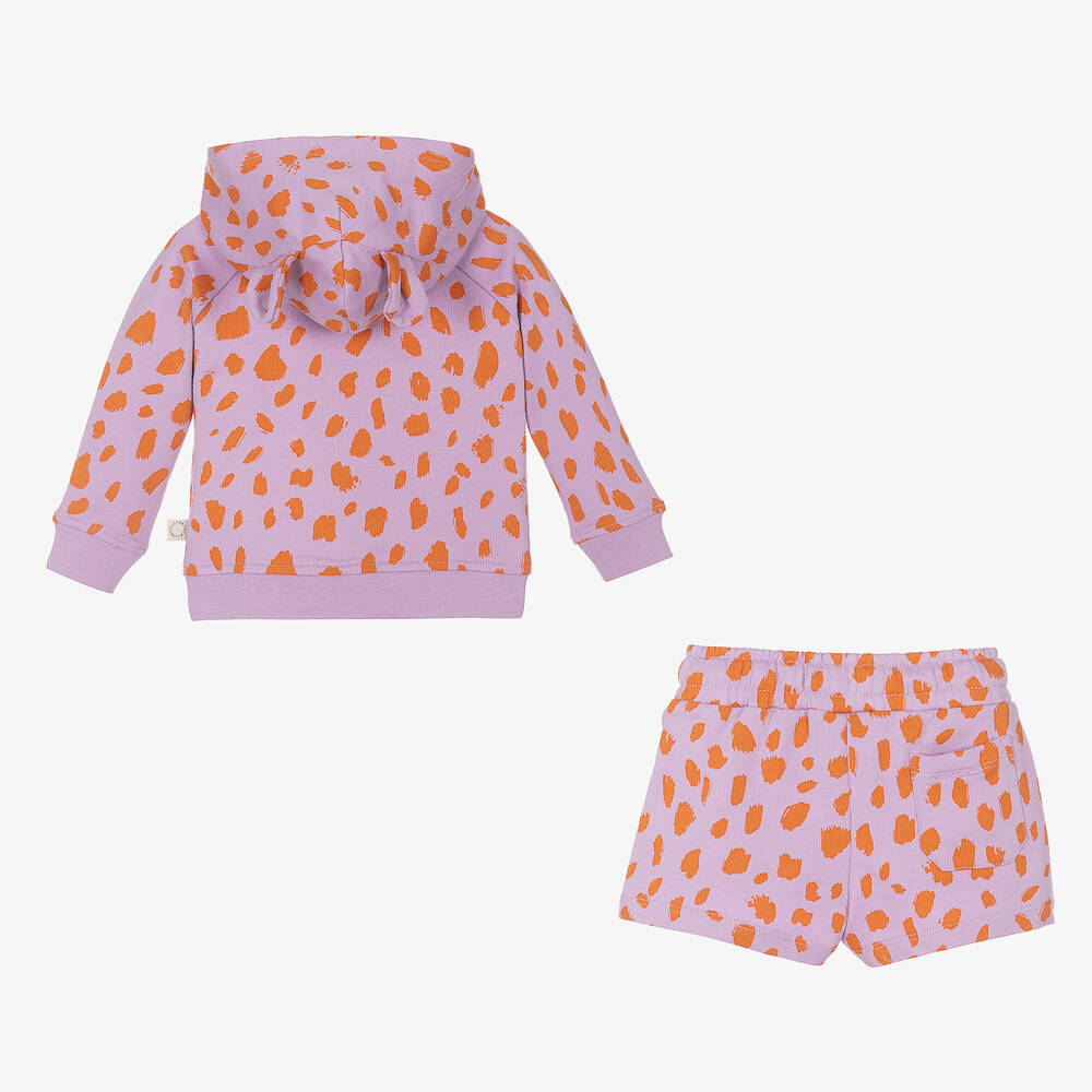 Stella McCartney Kids-طقم شورت أطفال بناتي قطن عضوي لون بنفسجي | Childrensalon Outlet