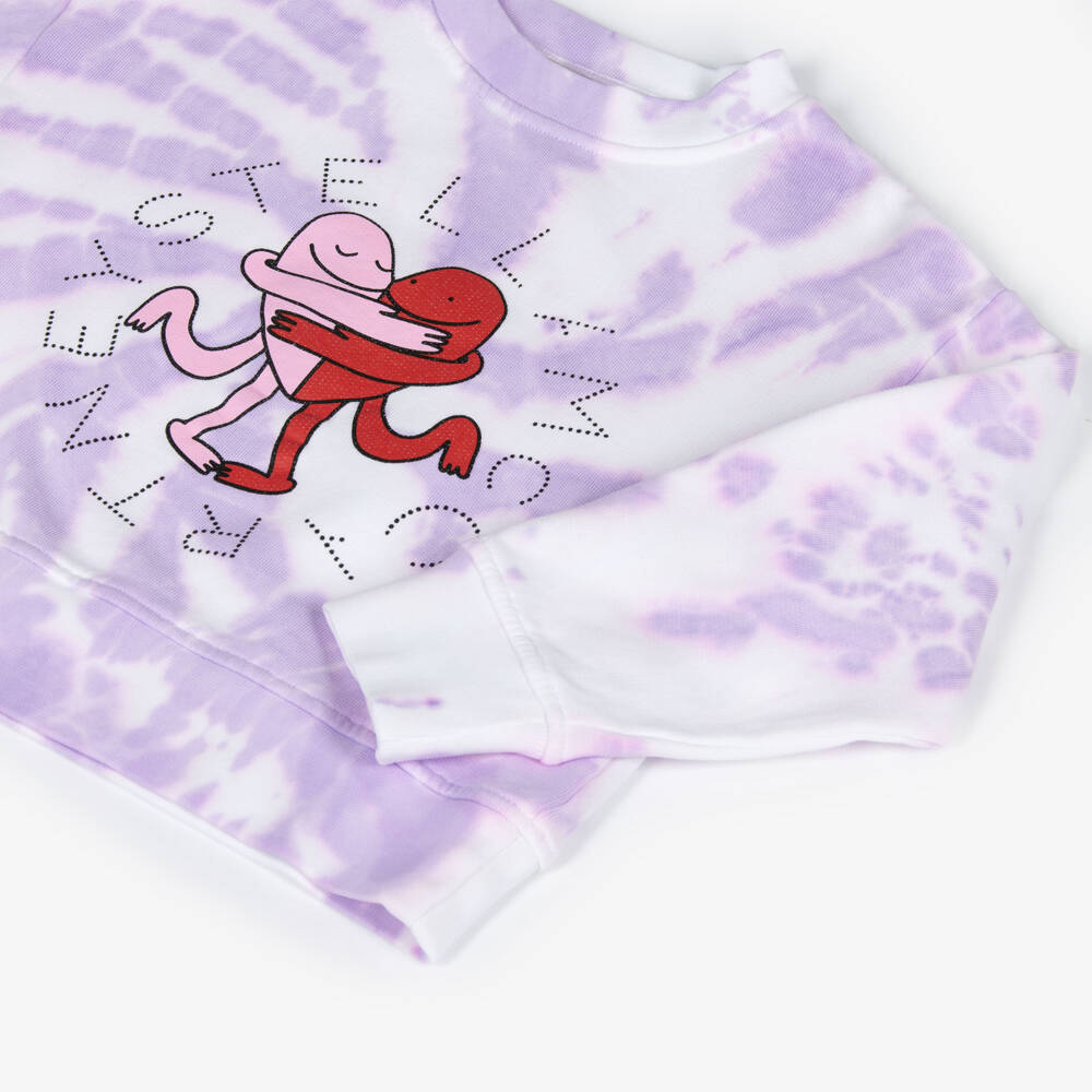 Stella McCartney Kids-Girls Purple Cotton Tie-Dye Logo & Earth Friends Sweater | Childrensalon Outlet