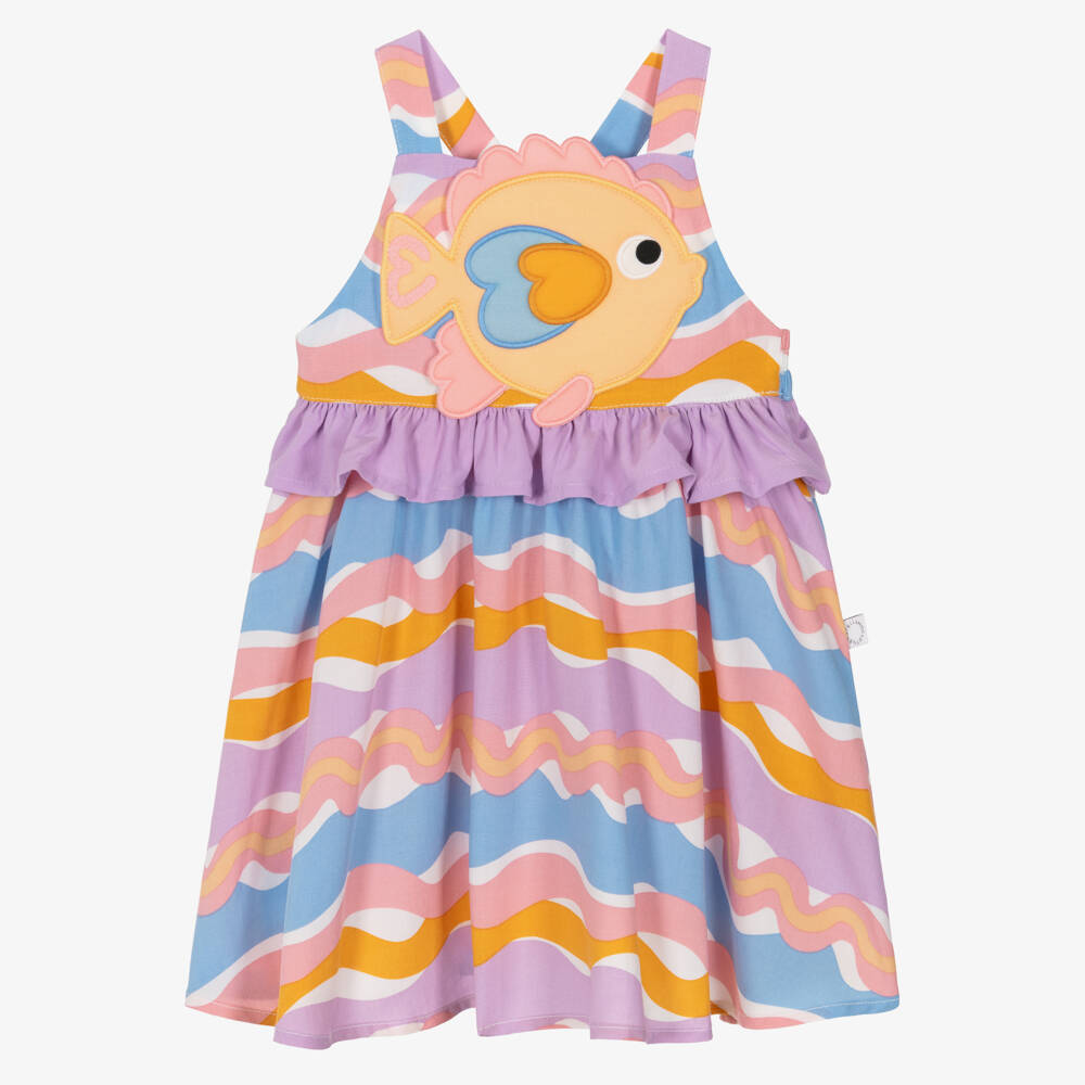 Stella McCartney Kids-Girls Purple & Orange Fish Appliqué Sun Dress | Childrensalon Outlet