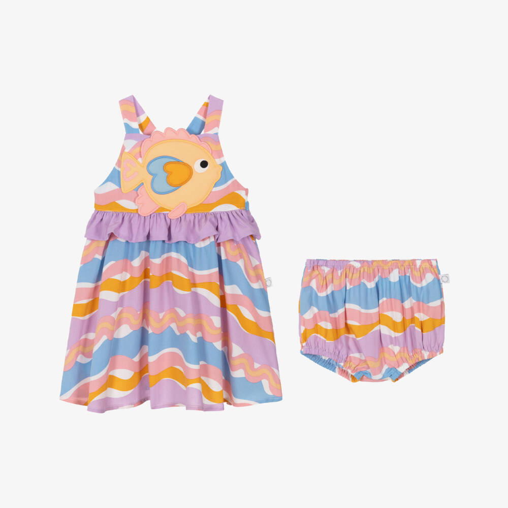 Stella McCartney Kids-Girls Purple & Orange Fish Appliqué Sun Dress | Childrensalon Outlet