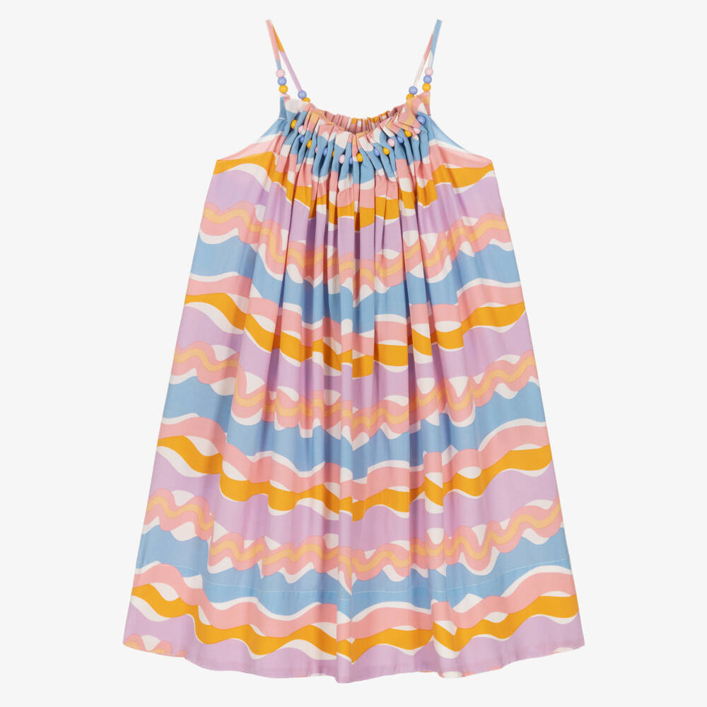 Stella McCartney Kids-Girls Purple & Orange Wavy Stripe Dress | Childrensalon Outlet