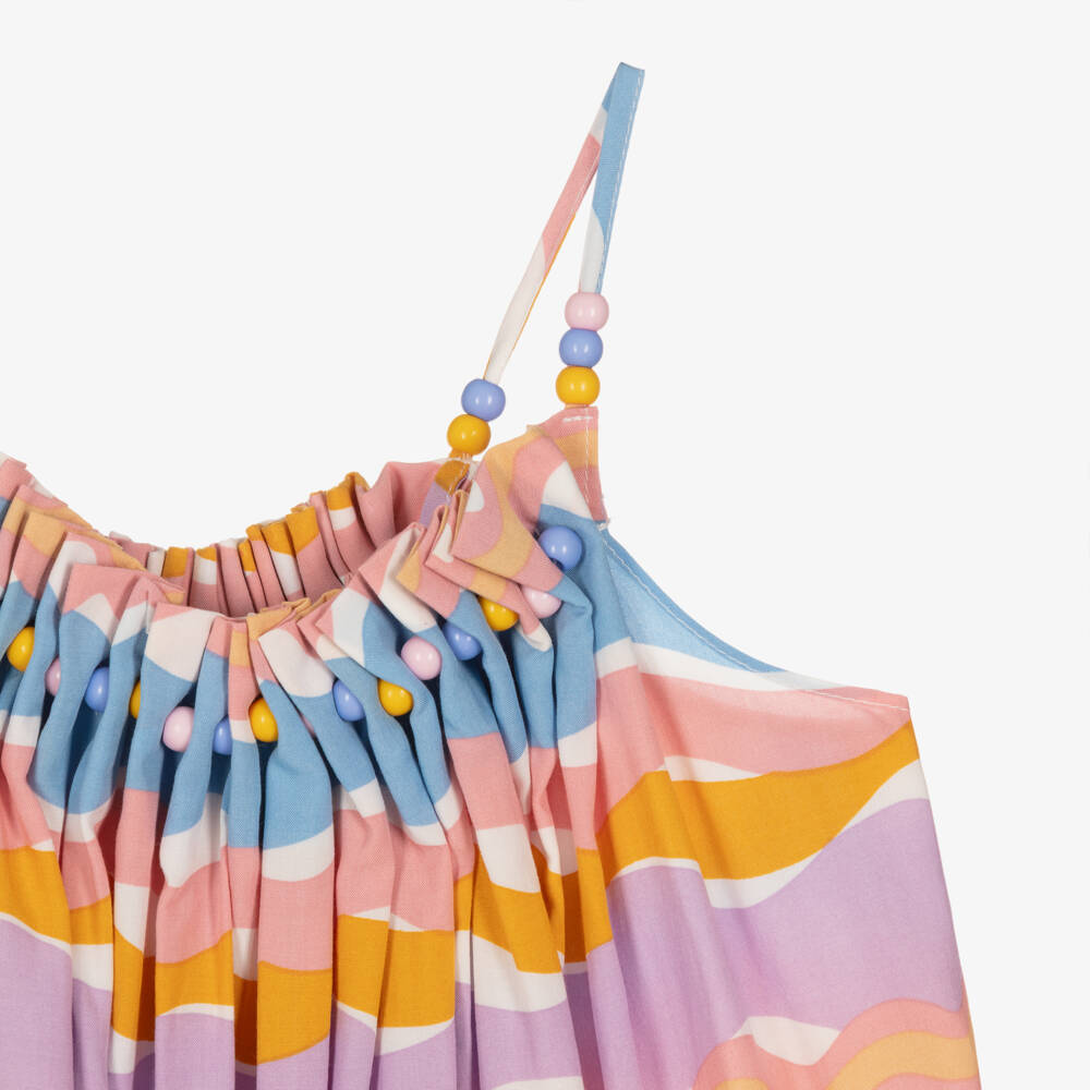 Stella McCartney Kids-Girls Purple & Orange Wavy Stripe Dress | Childrensalon Outlet