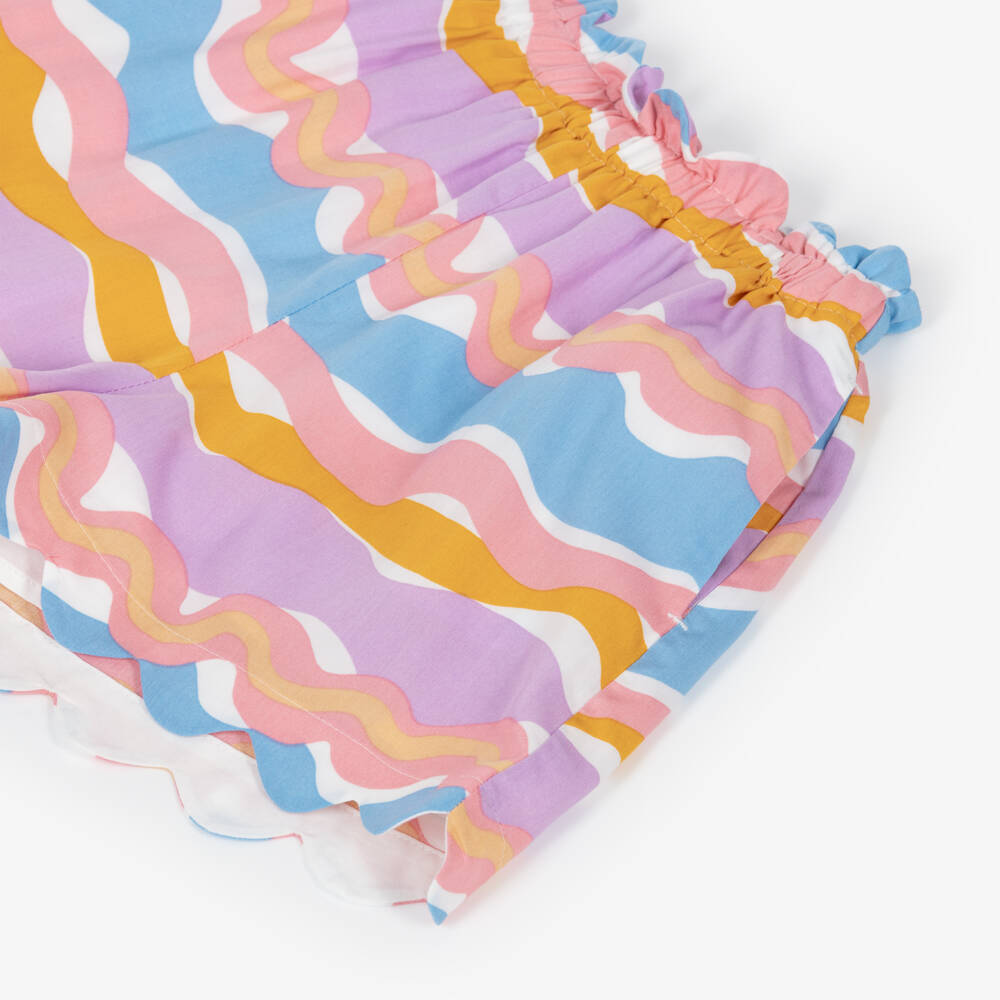 Stella McCartney Kids-Girls Purple & Orange Wavy Stripe Shorts | Childrensalon Outlet