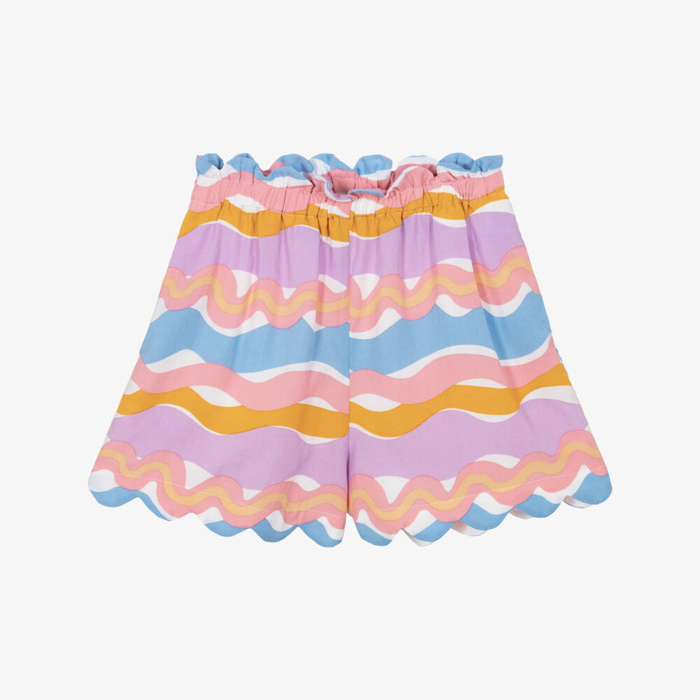 Stella McCartney Kids-Girls Purple & Orange Wavy Stripe Shorts | Childrensalon Outlet