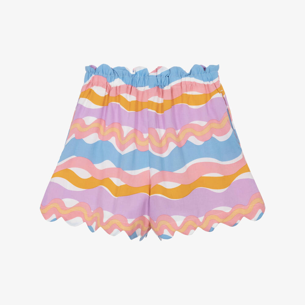Stella McCartney Kids-Girls Purple & Orange Wavy Stripe Shorts | Childrensalon Outlet