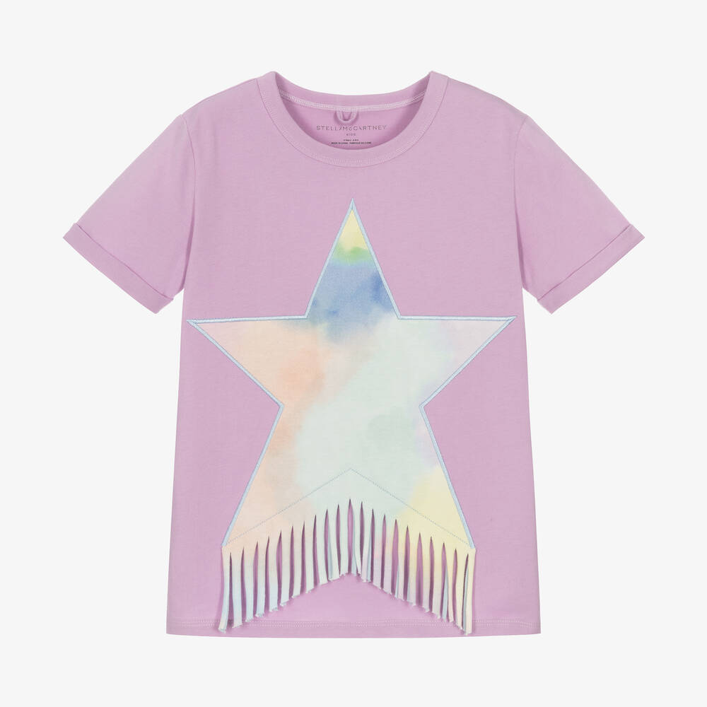 Stella McCartney Kids - Фиолетовая футболка из органического хлопка со звездой | Childrensalon