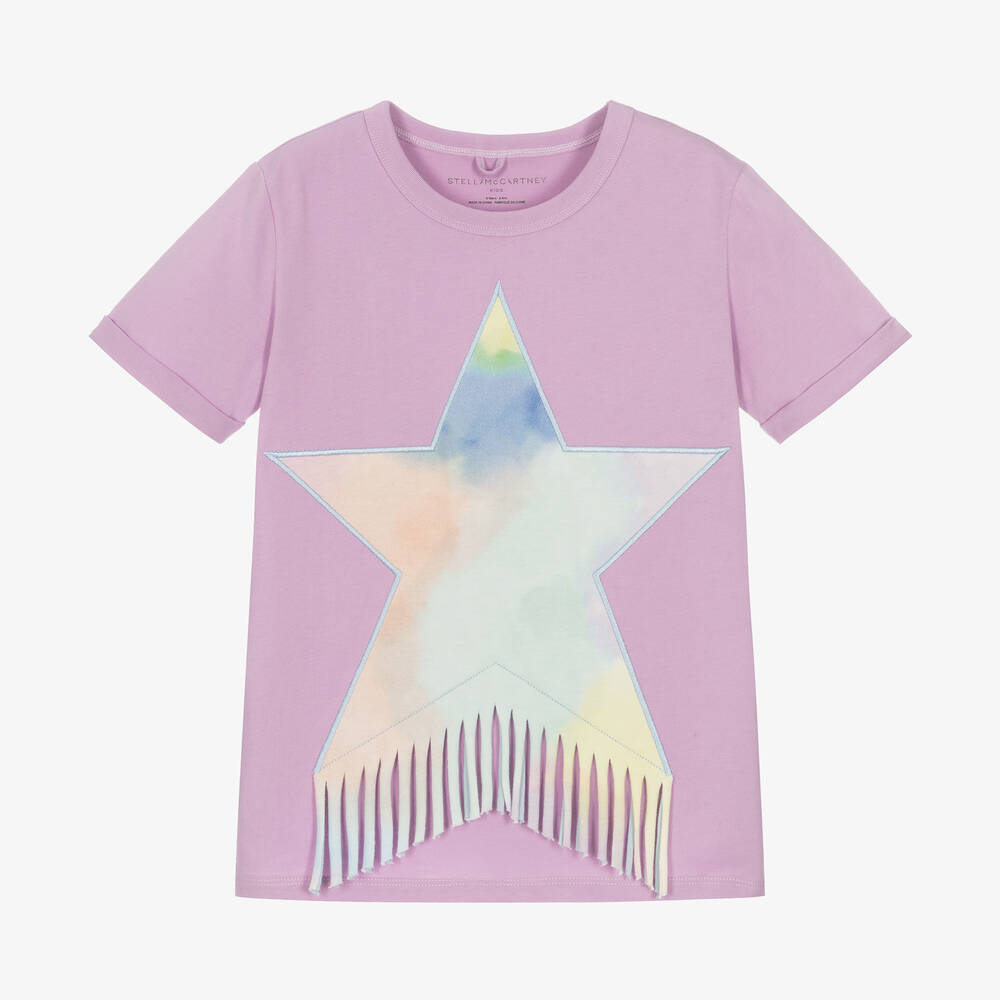 Stella McCartney Kids-Girls Purple Organic Cotton Star T-Shirt | Childrensalon Outlet